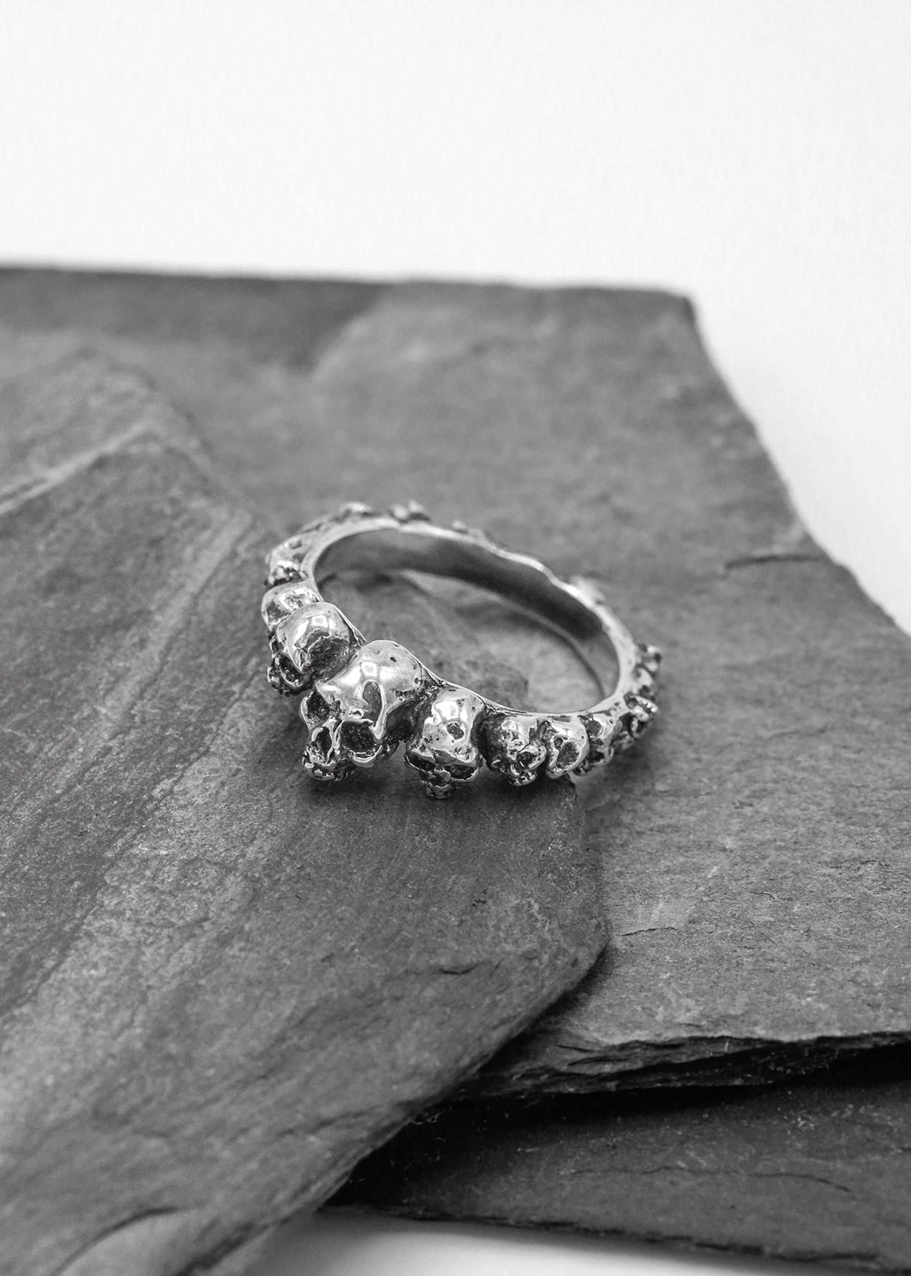 Nick Rule sterling silver band of skulls ring Bizarre Bazaar