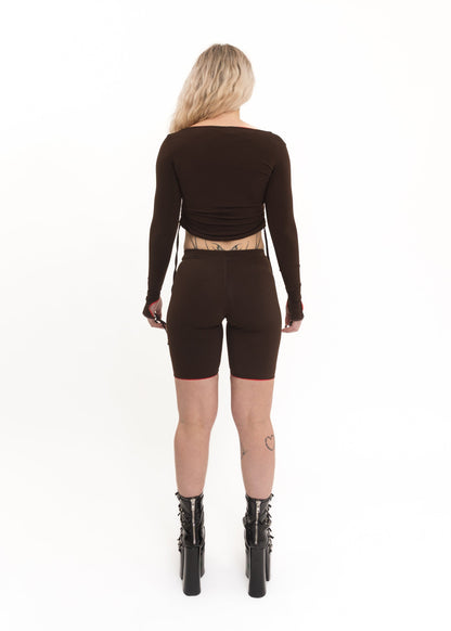 BB x Bizarre Exclusive Kim cut out bike shorts with bows
