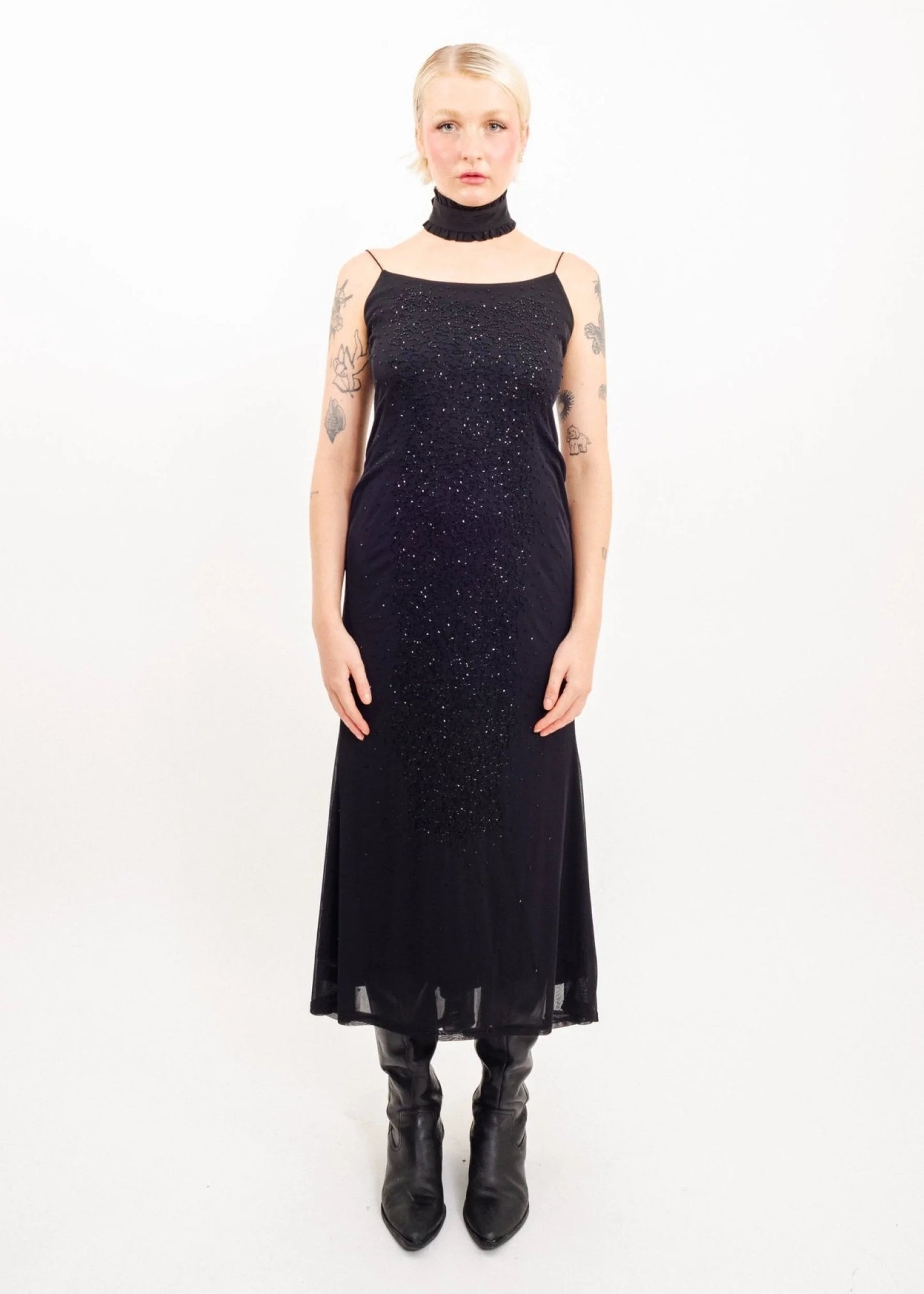 Staxs 90s vintage beaded gown