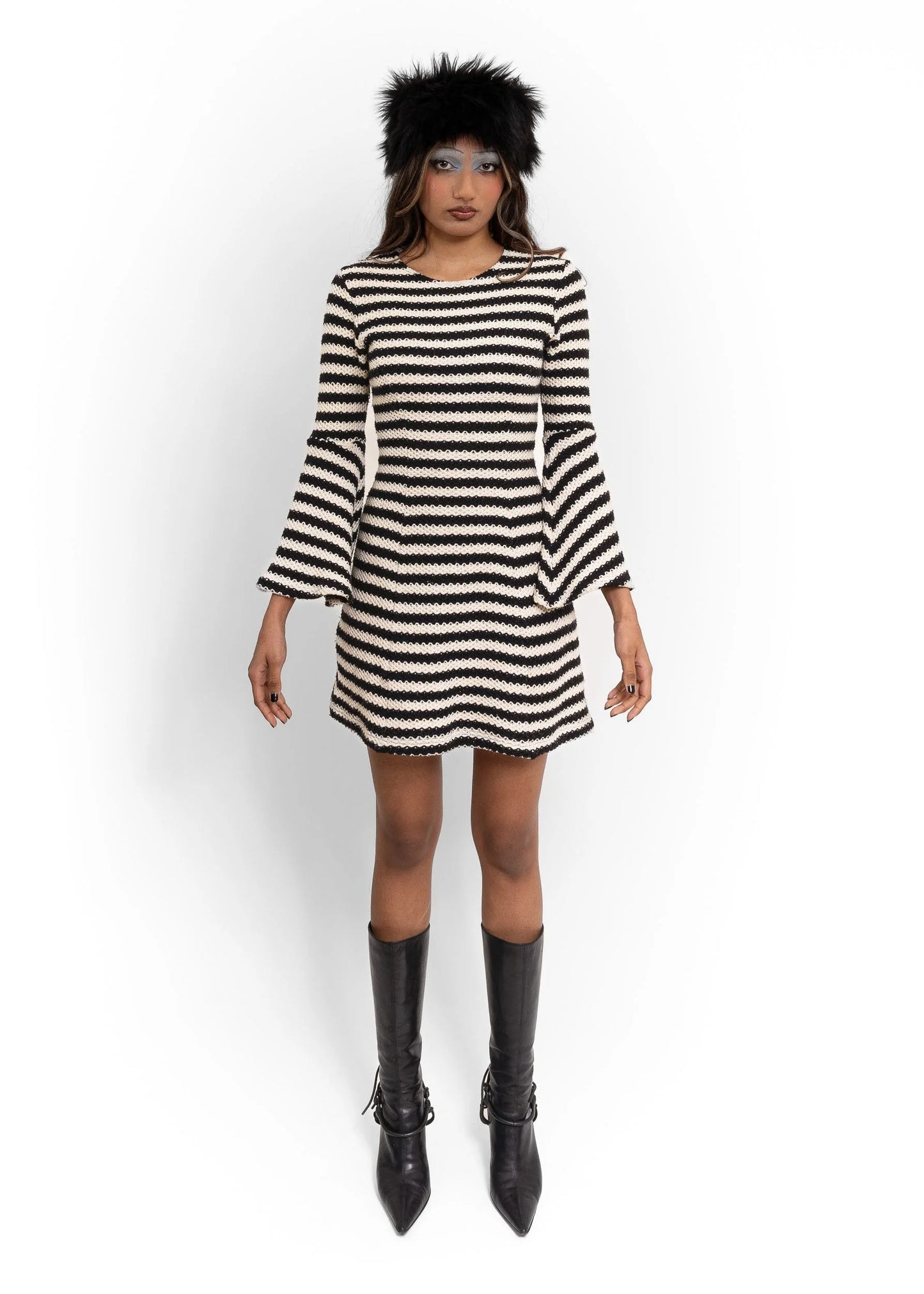 Bizarre Bazaar Bell sleeved stripe knit dress