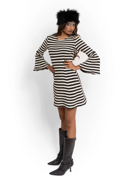 Bizarre Bazaar Bell sleeved stripe knit dress