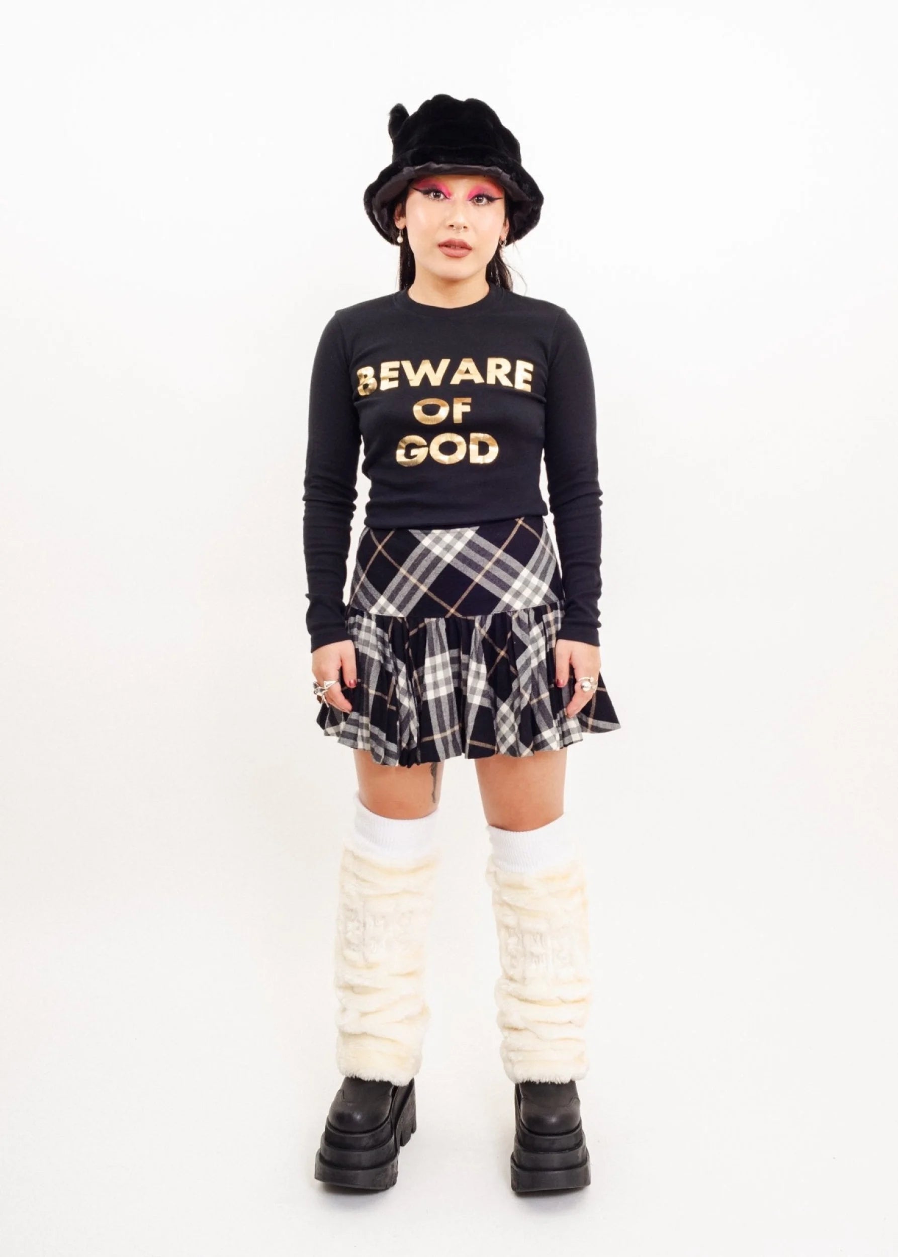 Moschino Jeans Beware of God slogan top