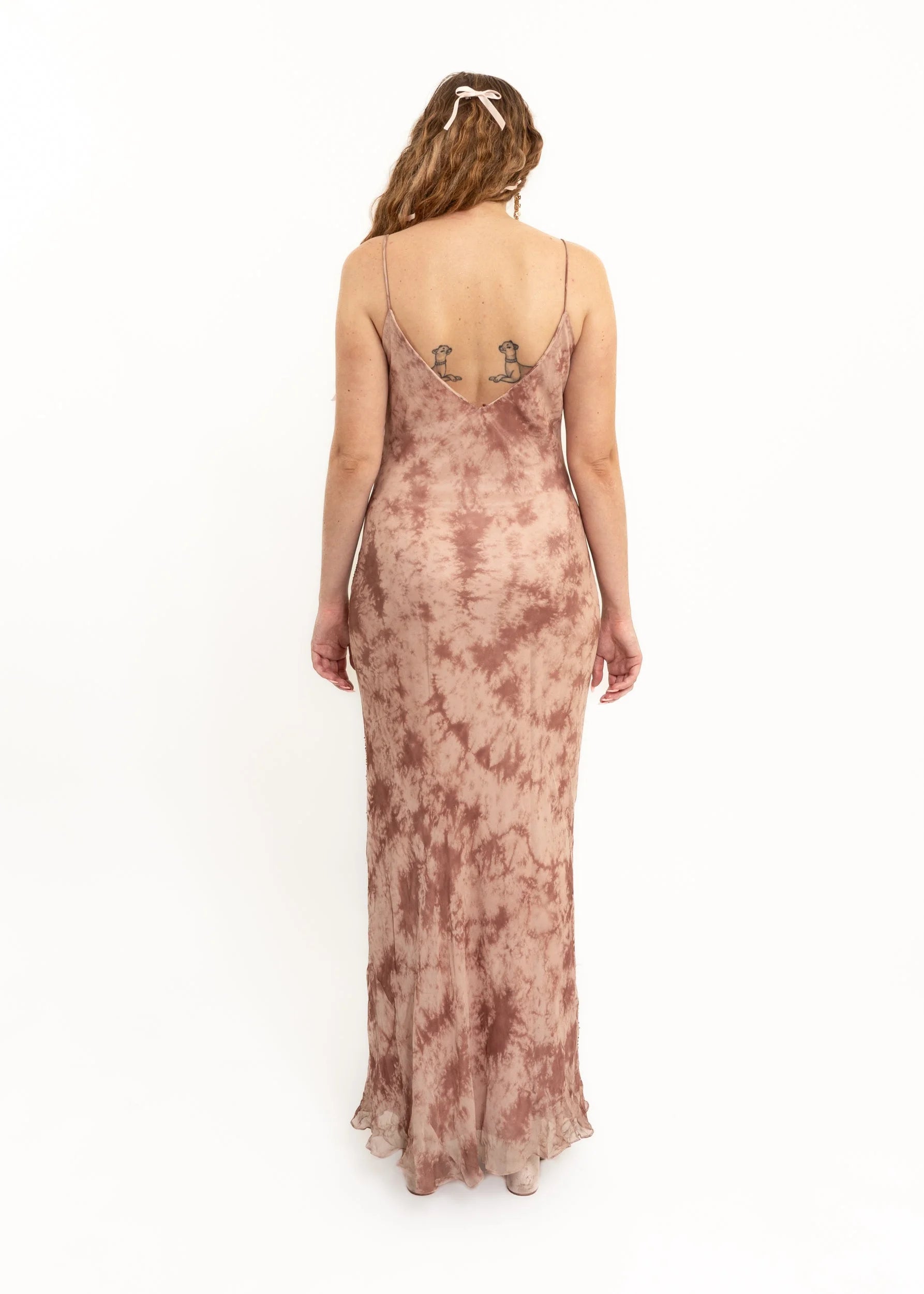 Isabella Collection Bias cut silk slip dress with beading