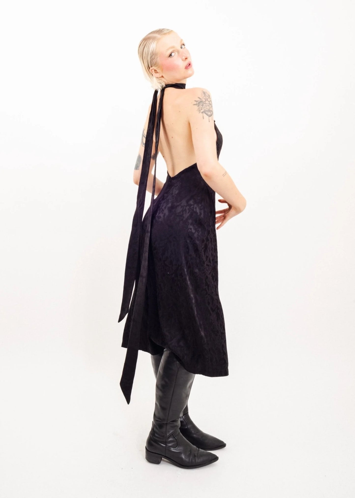 Depth of Scye Bow Halter Dress