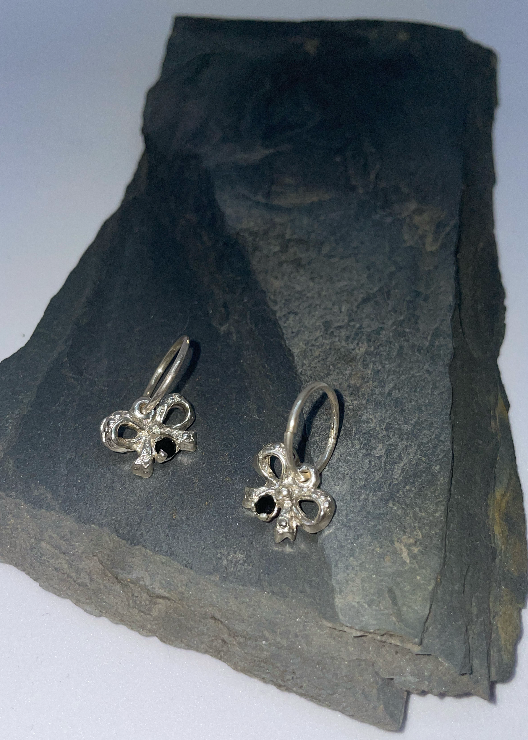 SGS Jewellery Bow My! Gem Hoop Earrings- black stone