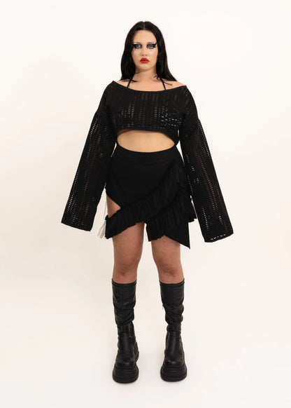 Jojo The Label Boxy cropped mesh knit top