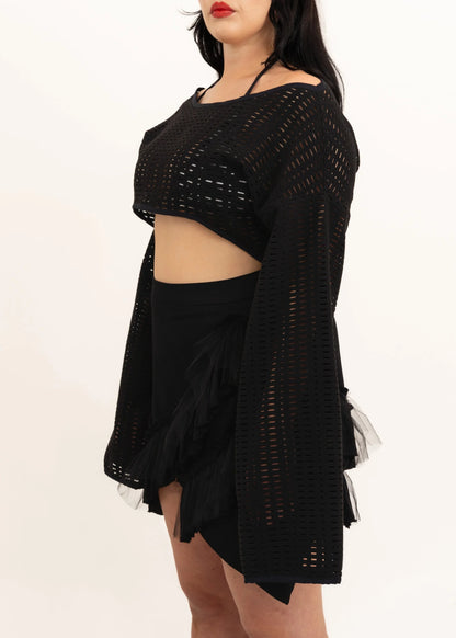 Jojo The Label Boxy cropped mesh knit top