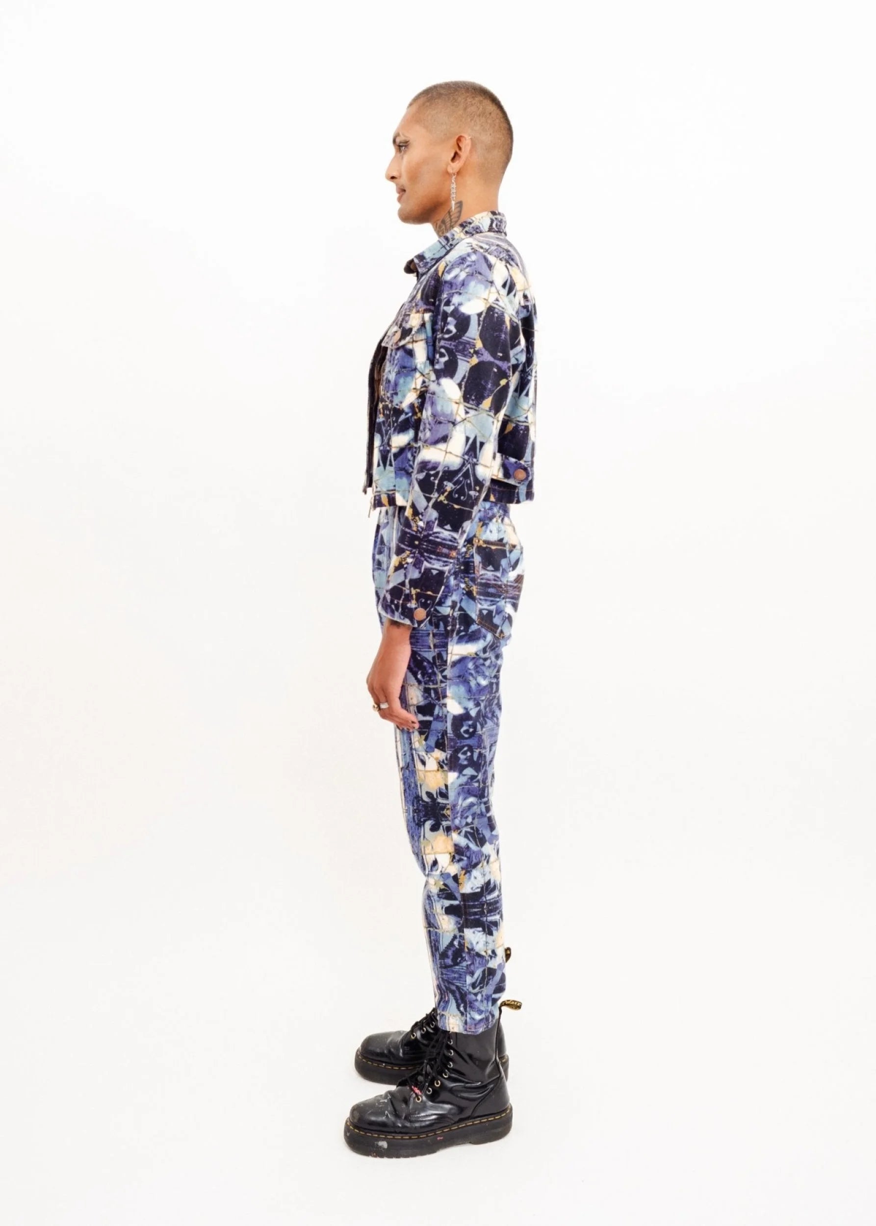Gaultier Jean’s Broken mosaic print denim suit