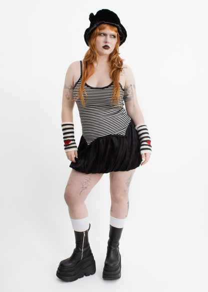 Sour Doll Bubble Skirt- black on black stripe