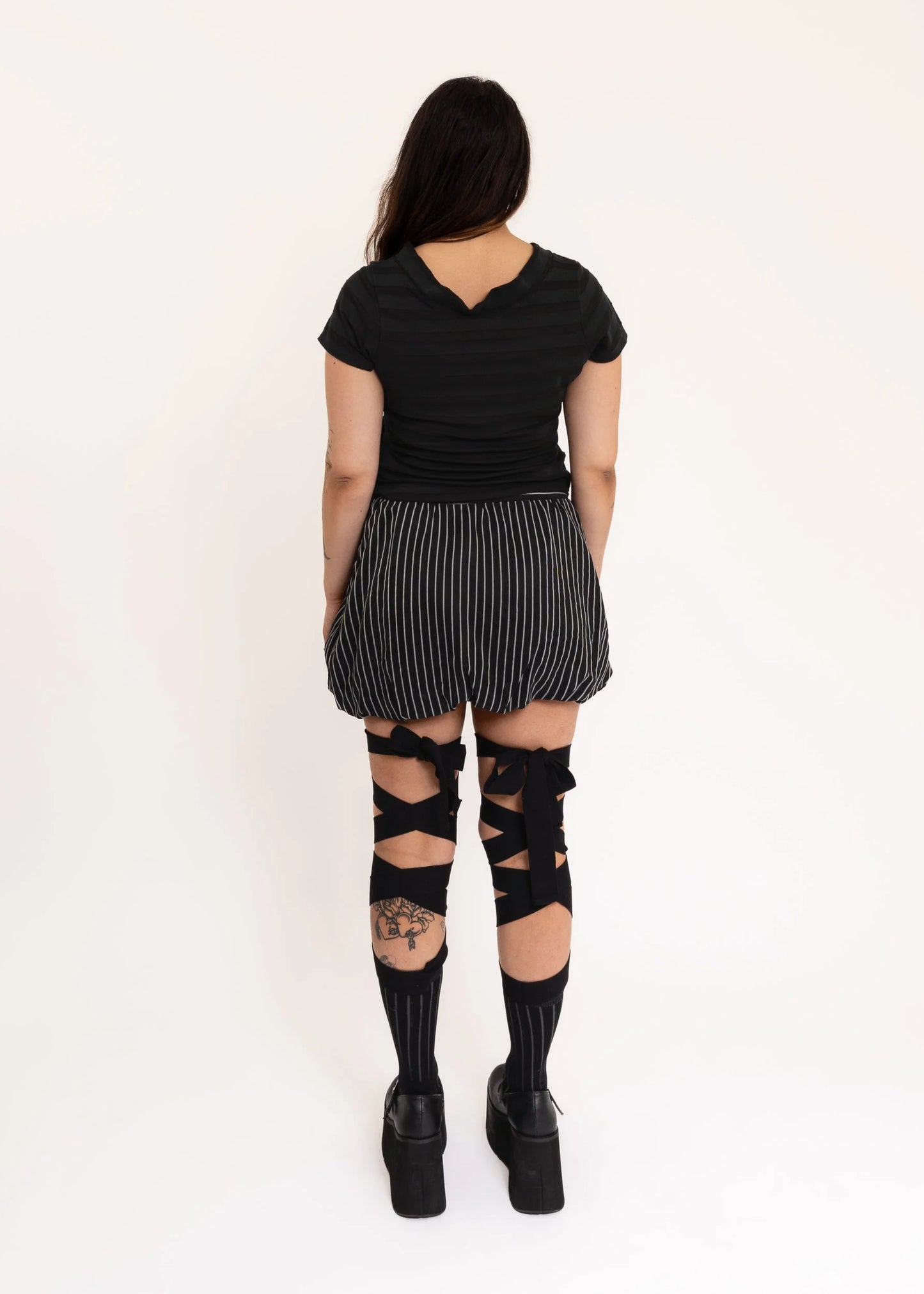 Sour Doll Bubble Skirt- pinstripe