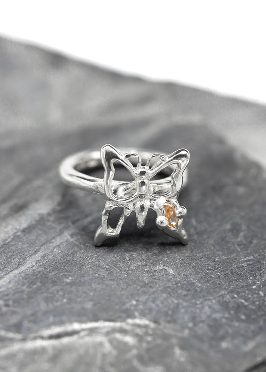 SGS Jewellery Butterfly ring- champagne cz