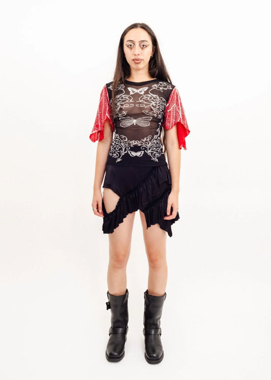 Roisin Dubh Butterfly sleeve mesh top