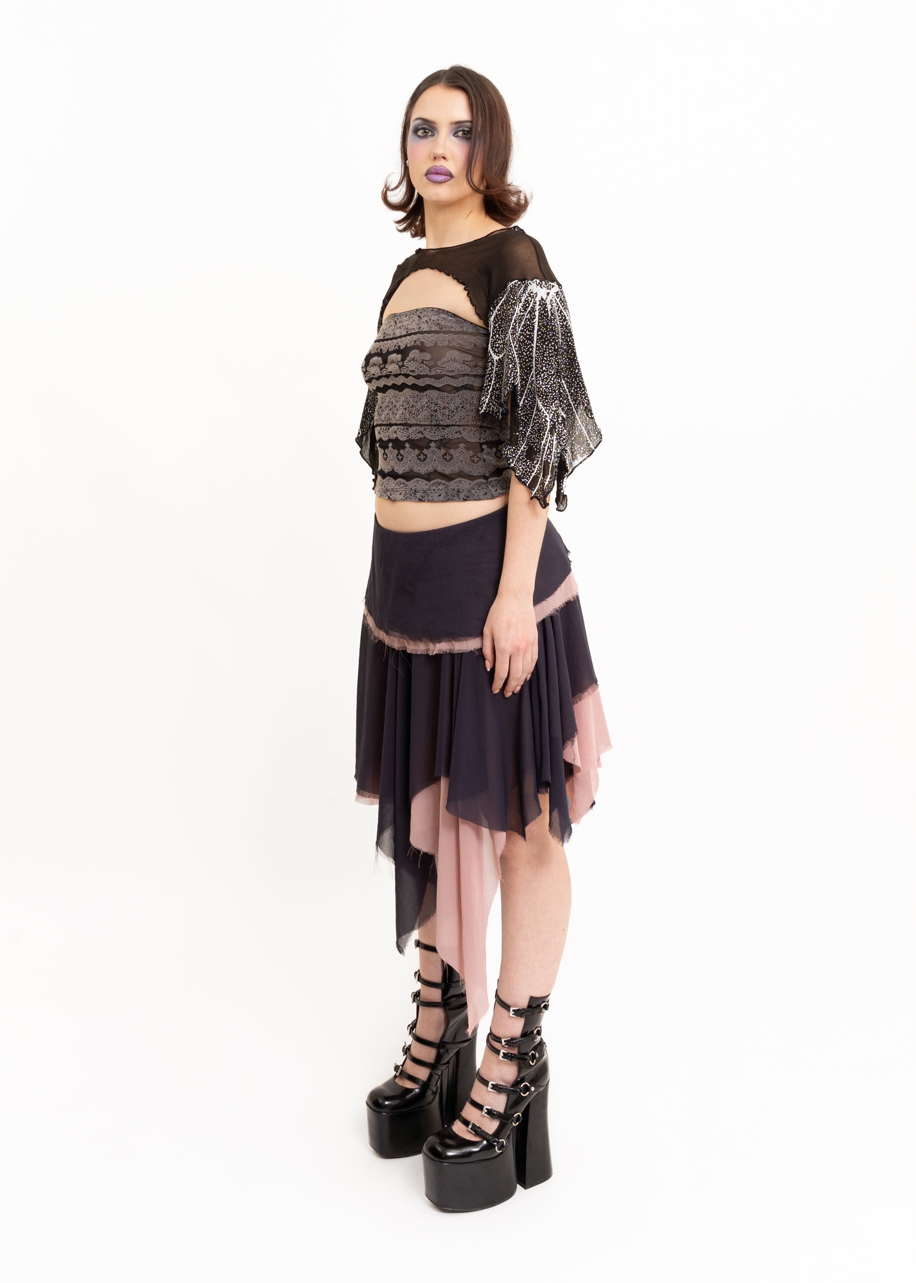 Roisin Dubh Butterfly Wing Bolero Sleeves- black/ white Bizarre Bazaar