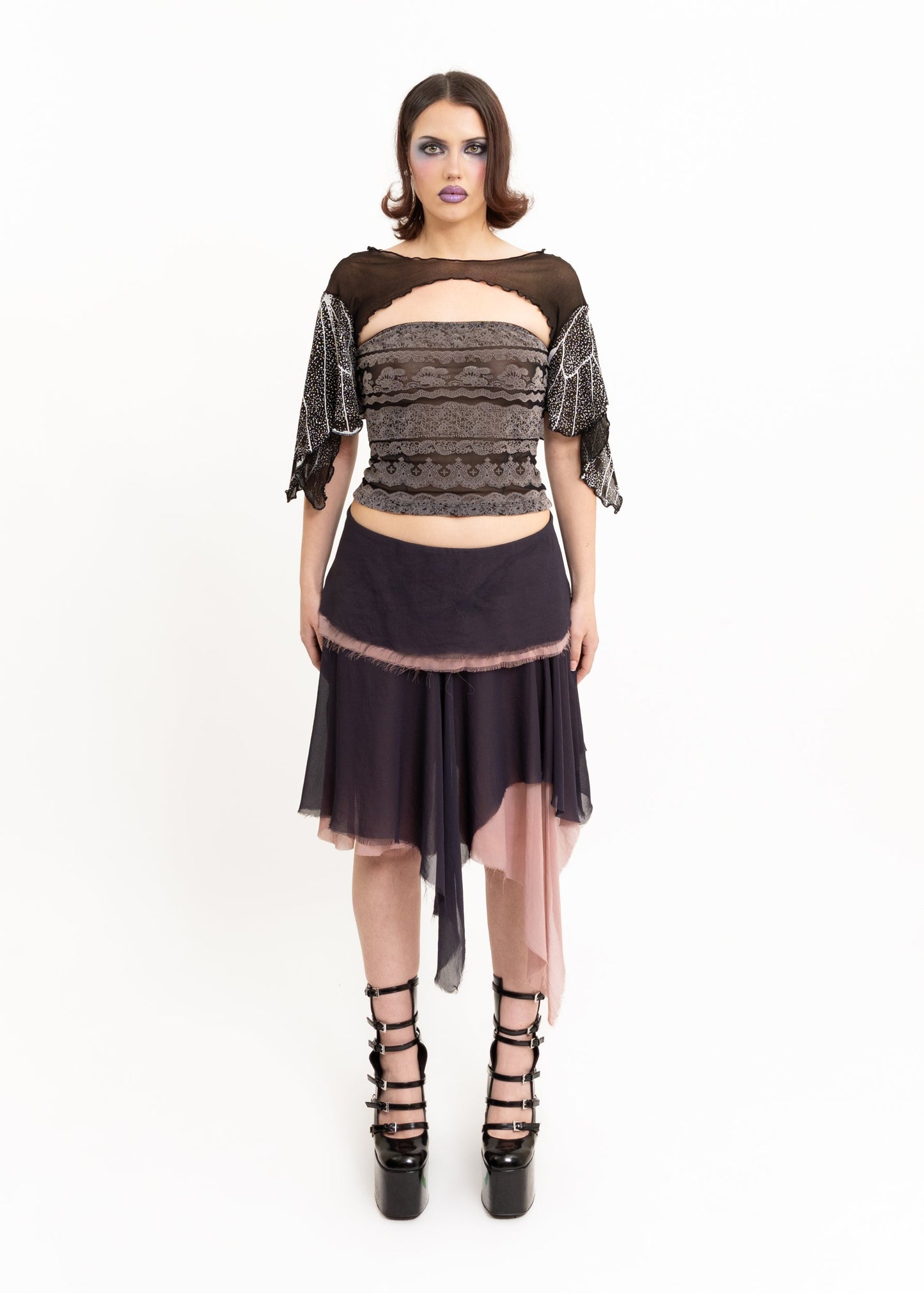 Roisin Dubh Butterfly Wing Bolero Sleeves- black/ white Bizarre Bazaar
