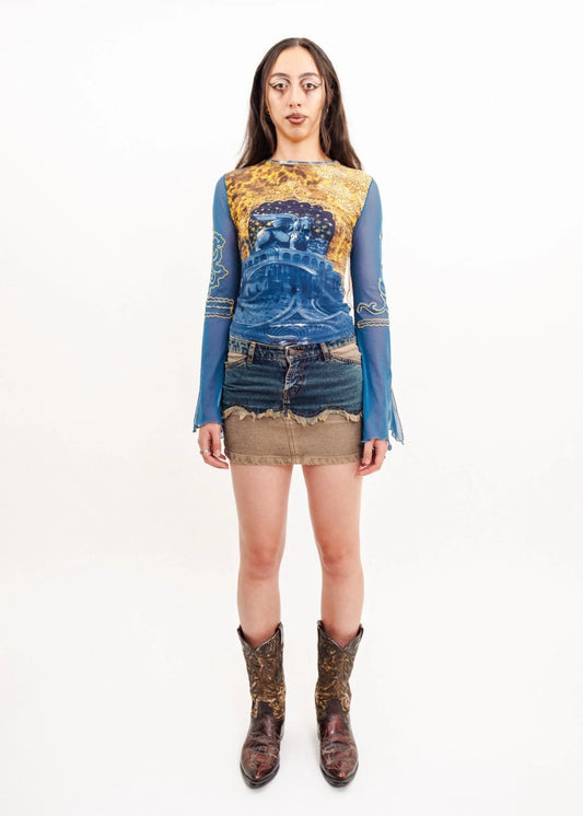 Save The Queen Cathedral Print Mesh Top