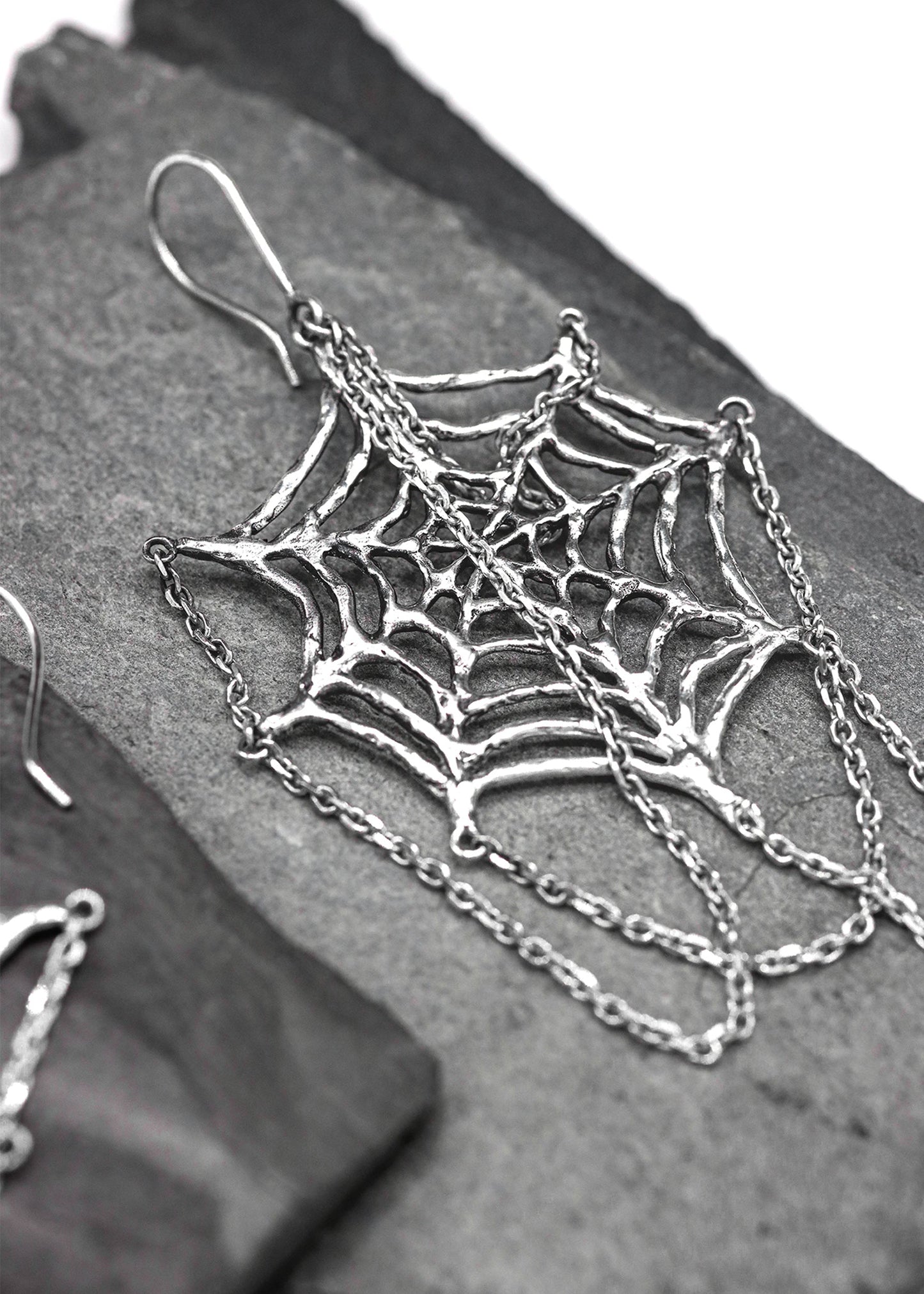 Screaming Jewellery Chain Spiderweb Earrings Bizarre Bazaar