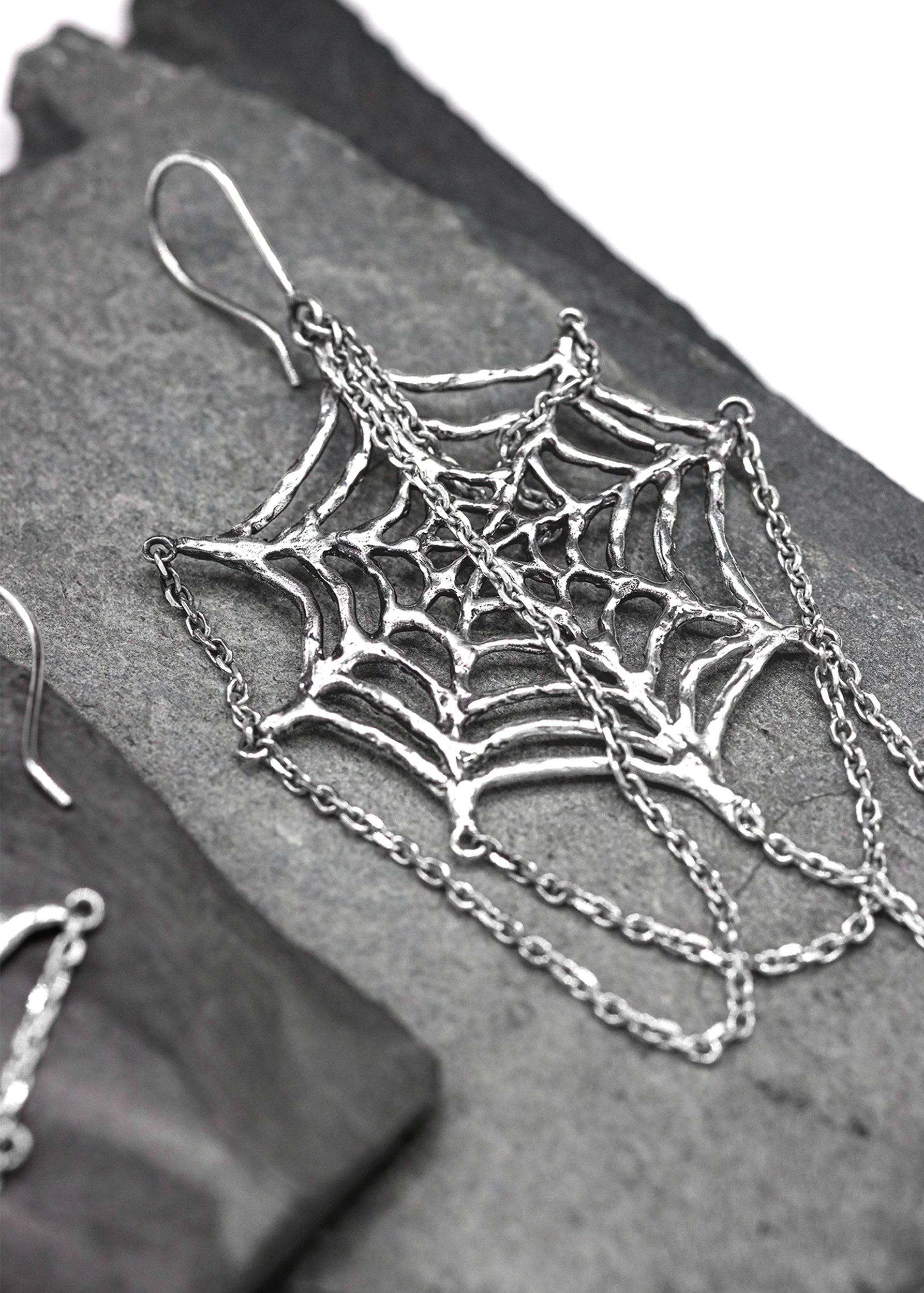 Screaming Jewellery Chain Spiderweb Earrings Bizarre Bazaar