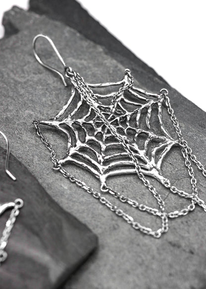 Screaming Jewellery Chain Spiderweb Earrings Bizarre Bazaar