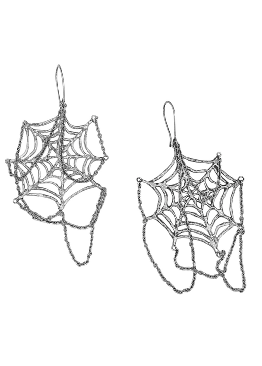 Screaming Jewellery Chain Spiderweb Earrings Bizarre Bazaar