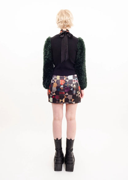 Todd Oldham Clashing geometric pattern mini skirt