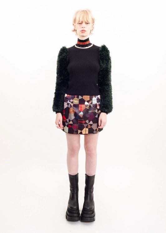 Todd Oldham Clashing geometric pattern mini skirt