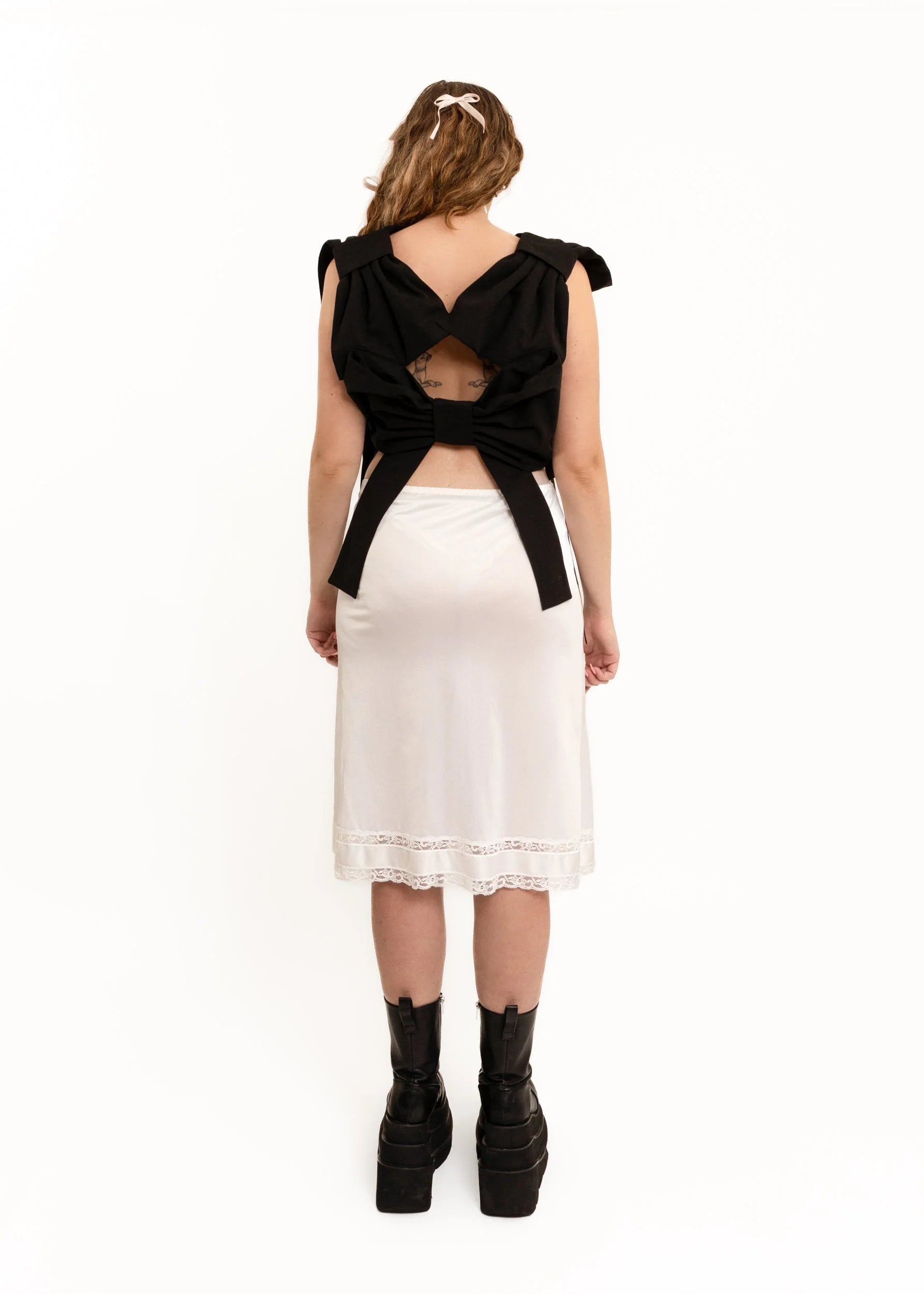 Caitlin Snell Cotton Bow Top- Black
