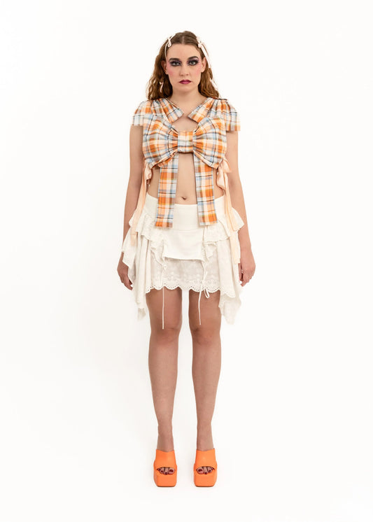 Caitlin Snell Cotton Bow Top- Tartan