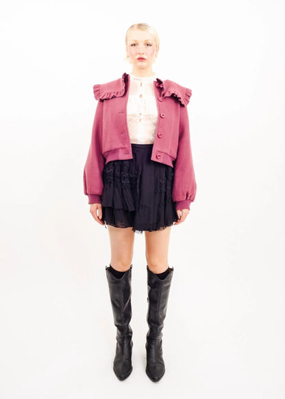 Merry Jenny Cropped jacket with exaggerated frill collar
