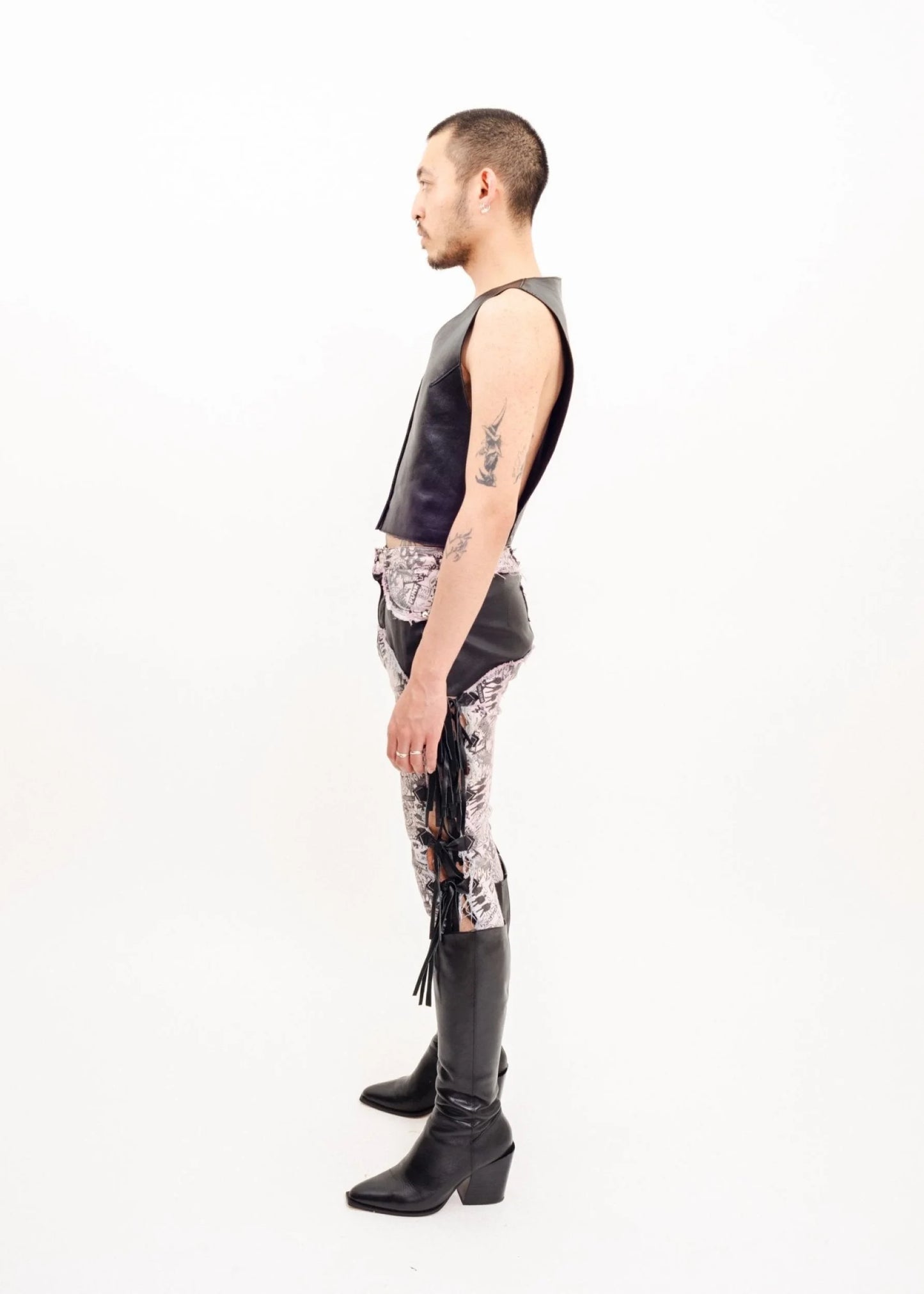 Hiroko Koshino TRUNK Cropped leather vest