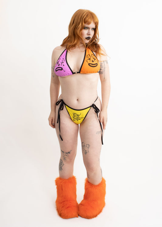 Astro Princess Cry Now Triangle Clown Print Bikini Top-