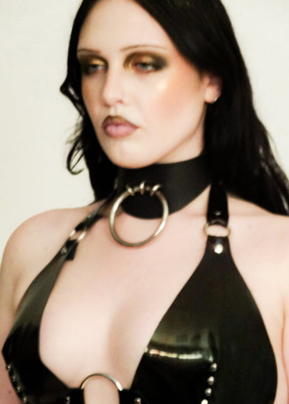 Exomorph Curved leather o-ring choker Bizarre Bazaar