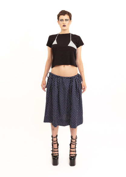 Rhoda Nunn Off Cut Tee- Black w/ ditsy floral Bizarre Bazaar