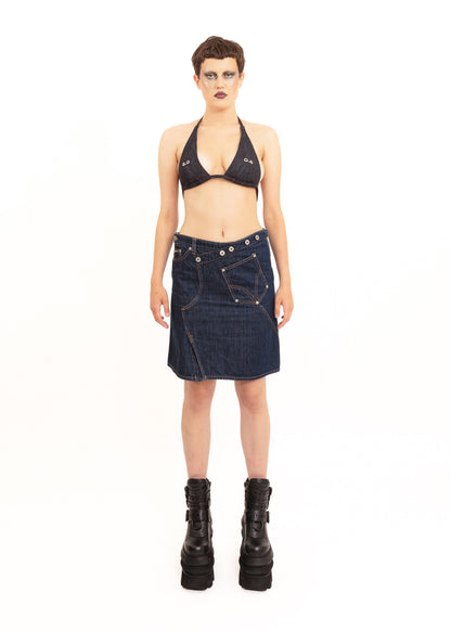90s vintage patchwork denim skirt