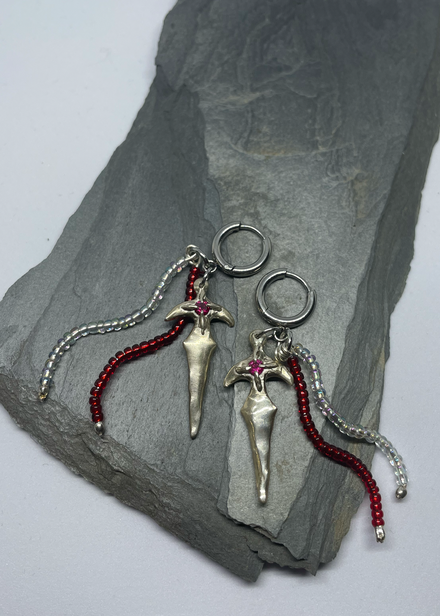 Prototype Dagger beaded earrings