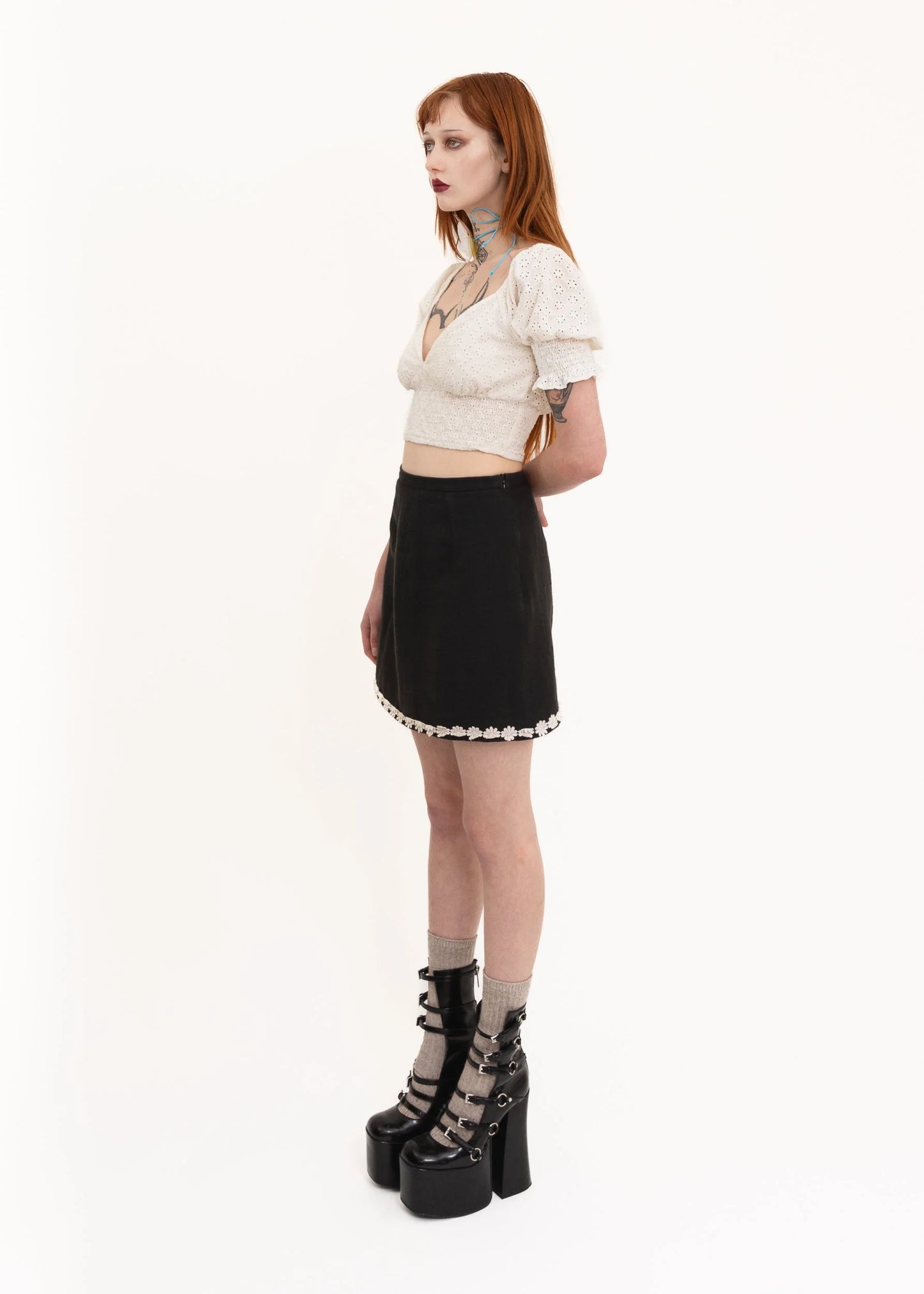 D&G Dolce & Gabbana Daisy trim mini skirt