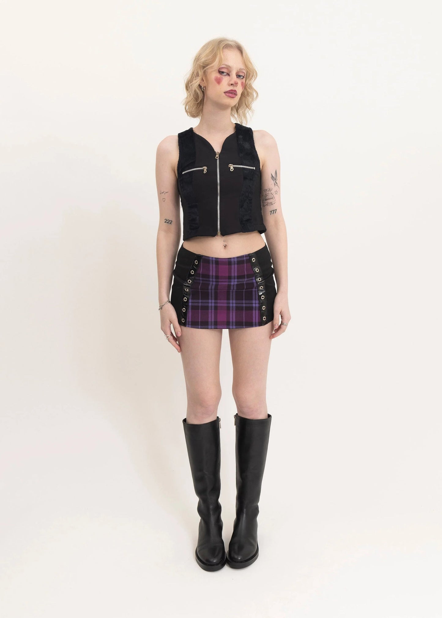 Phaze Dead stock tartan micro mini skirt- purple