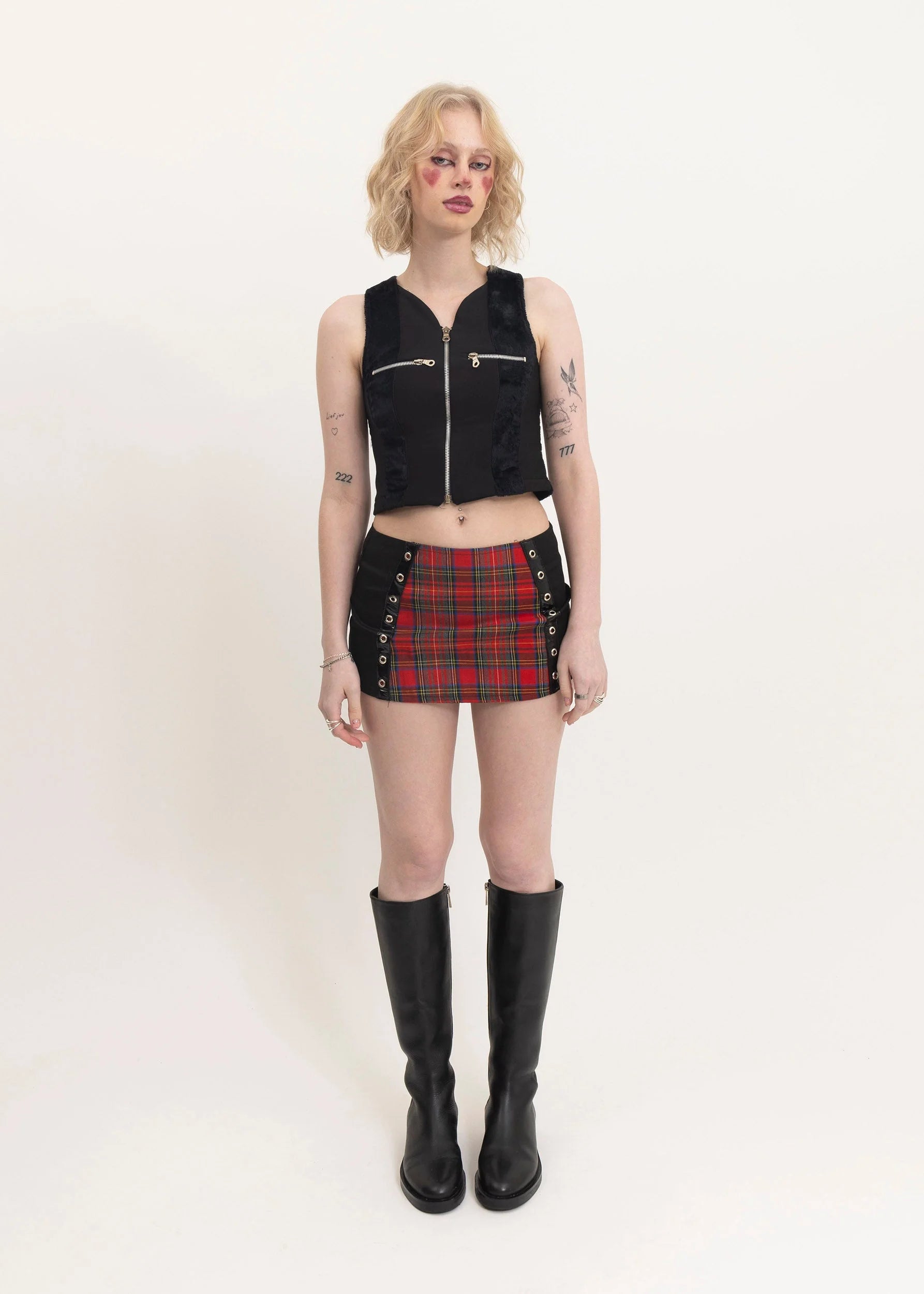 Phaze Dead stock tartan micro mini skirt- red