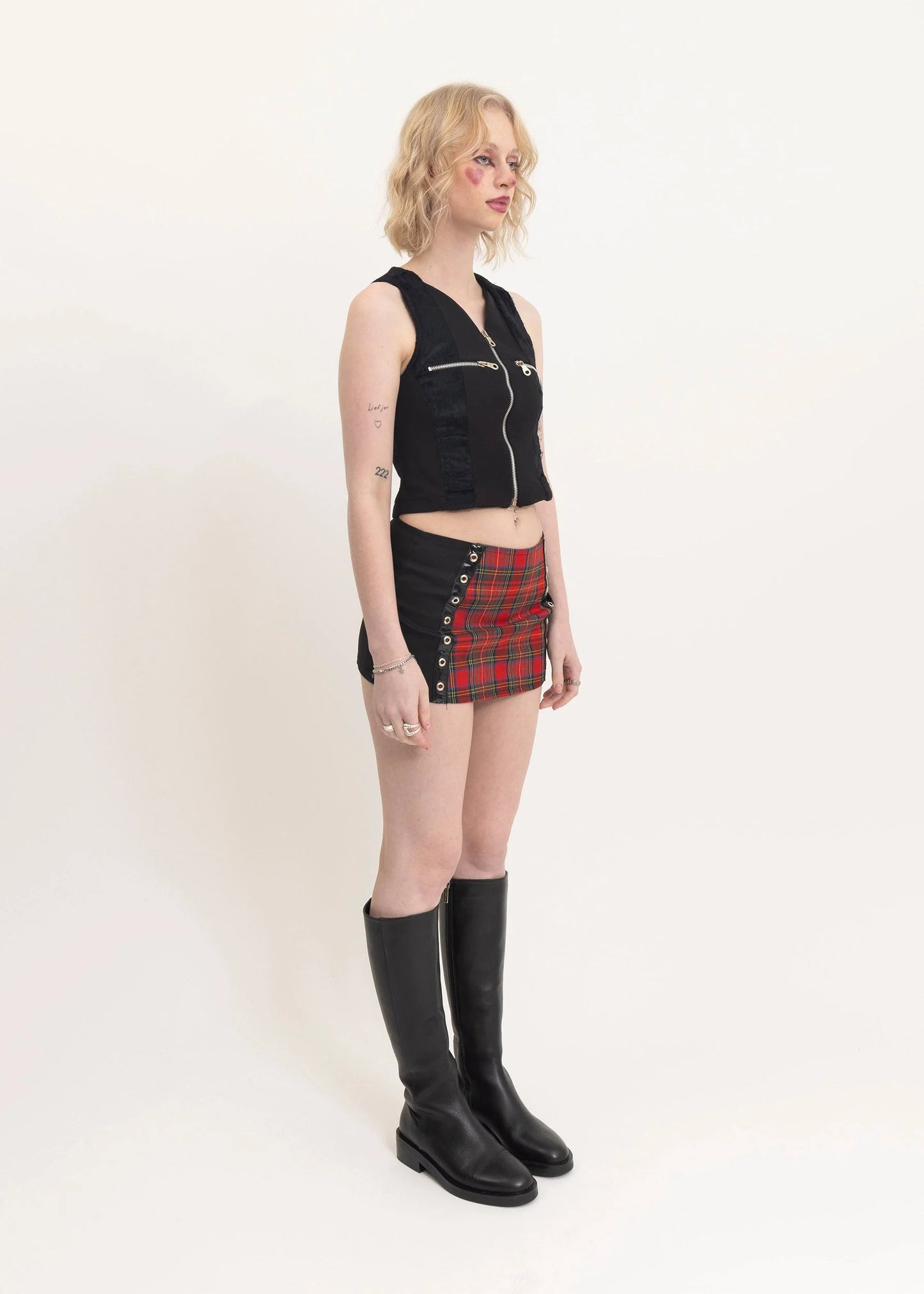 Phaze Dead stock tartan micro mini skirt- red