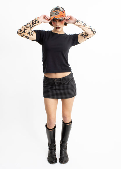 H-M Dead stock y2k tattoo sleeve cropped t-shirt