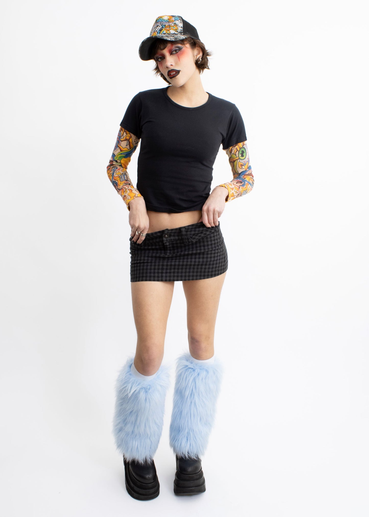 H-M Dead stock y2k tattoo sleeve cropped t-shirt
