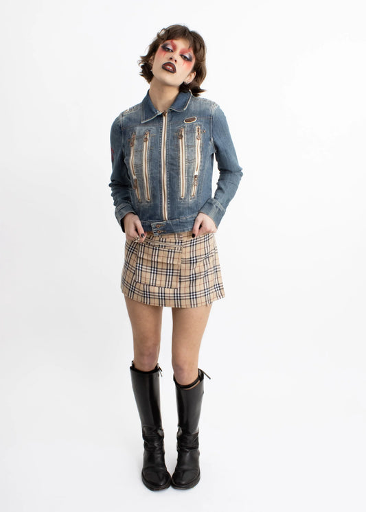 Pepe Jeans Denim moto jacket with zip detailing