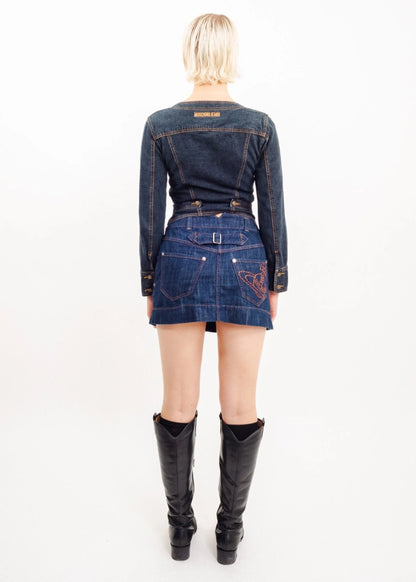 Vivienne Westwood Red Label Denim Orb Embroidered Mini Skirt Vivienne Westwood Red Label Denim Orb Embroidered Mini Skirt