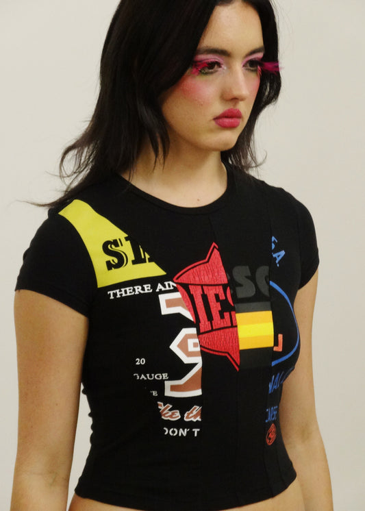 T-Cutie Patchwork 'reconstructed' logo tee