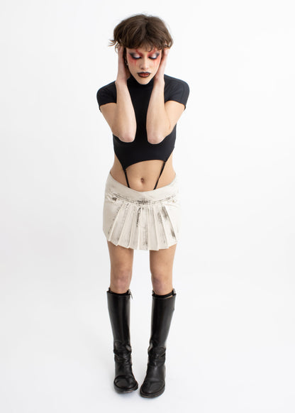 Weak Generation Dirty pleated faux leather mini skirt