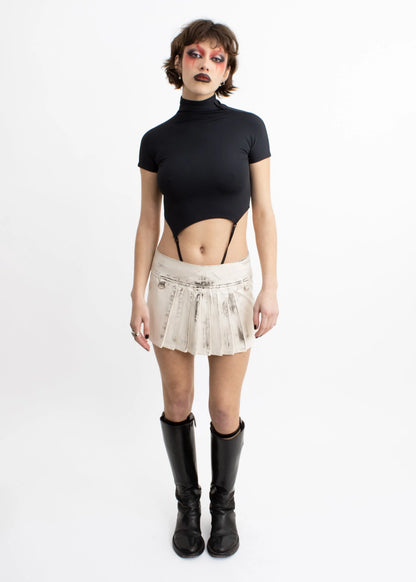 Weak Generation Dirty pleated faux leather mini skirt