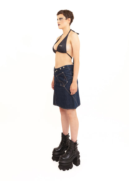 90s vintage patchwork denim skirt