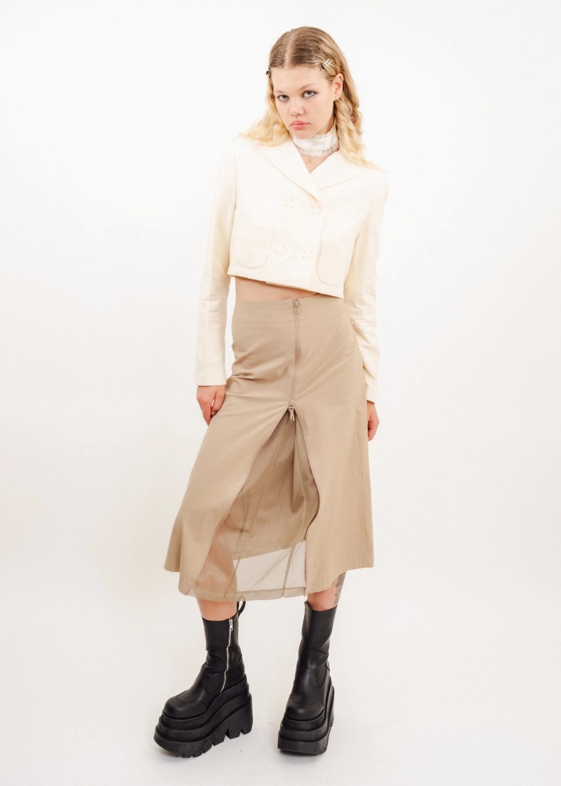 Issey Miyake Double zip cargo skirt