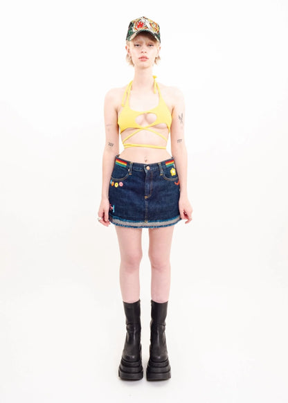 Hysteric Glamour Embroidered denim mini skirt