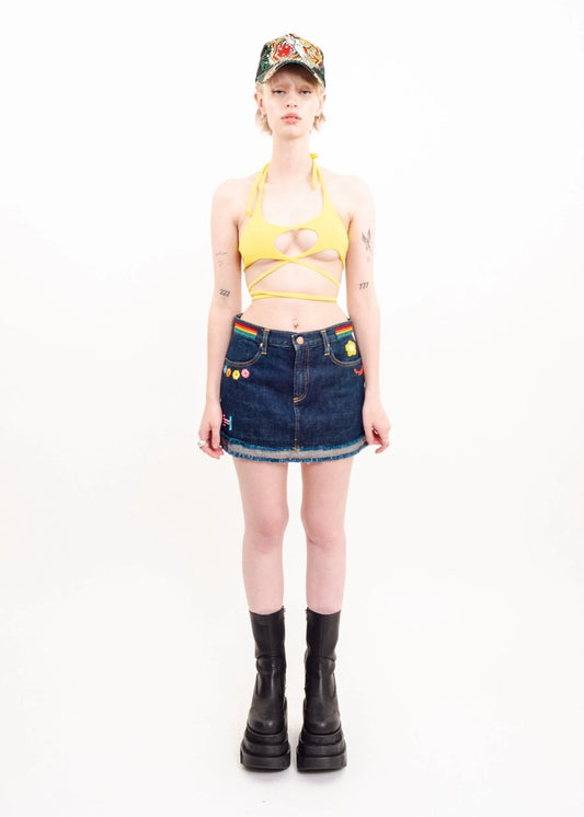 Hysteric Glamour Embroidered denim mini skirt