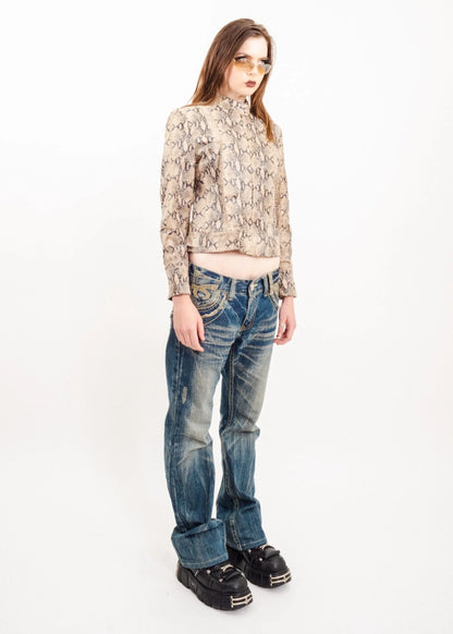 Red Pepper Engineered jeans with snakeskin accents